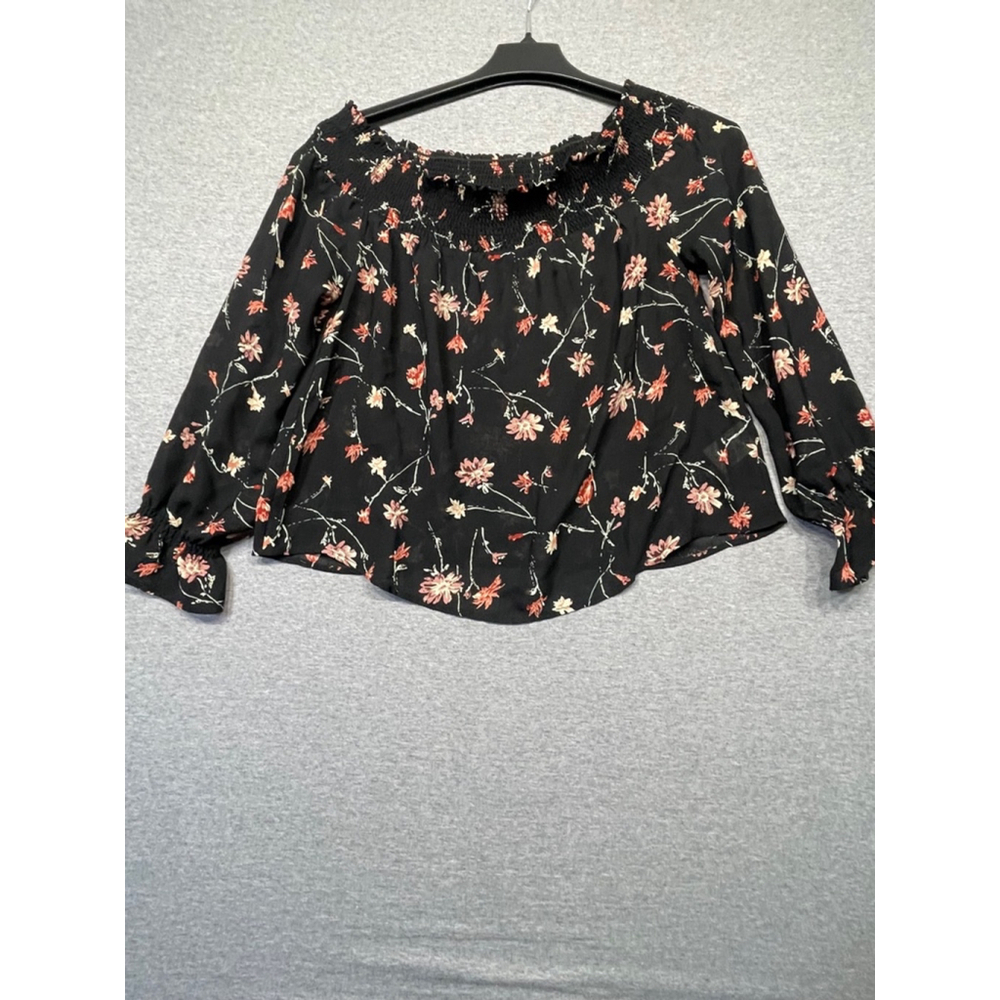 Women's Wild Blue Sadie Robertson Floral Blouse - Black - Size M